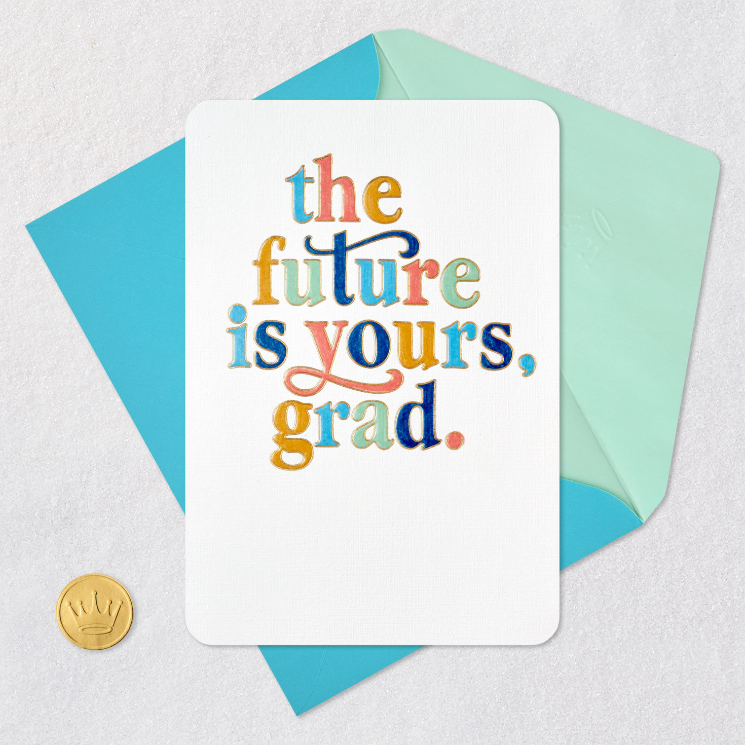 Colorful Lettering High School Graduation Card card front with envelope and gold seal image number 5