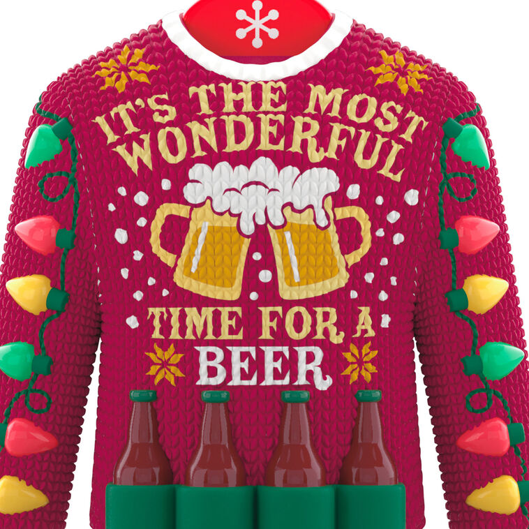 Beer Christmas Sweater Keepsake Ornament closeup view image number 5
