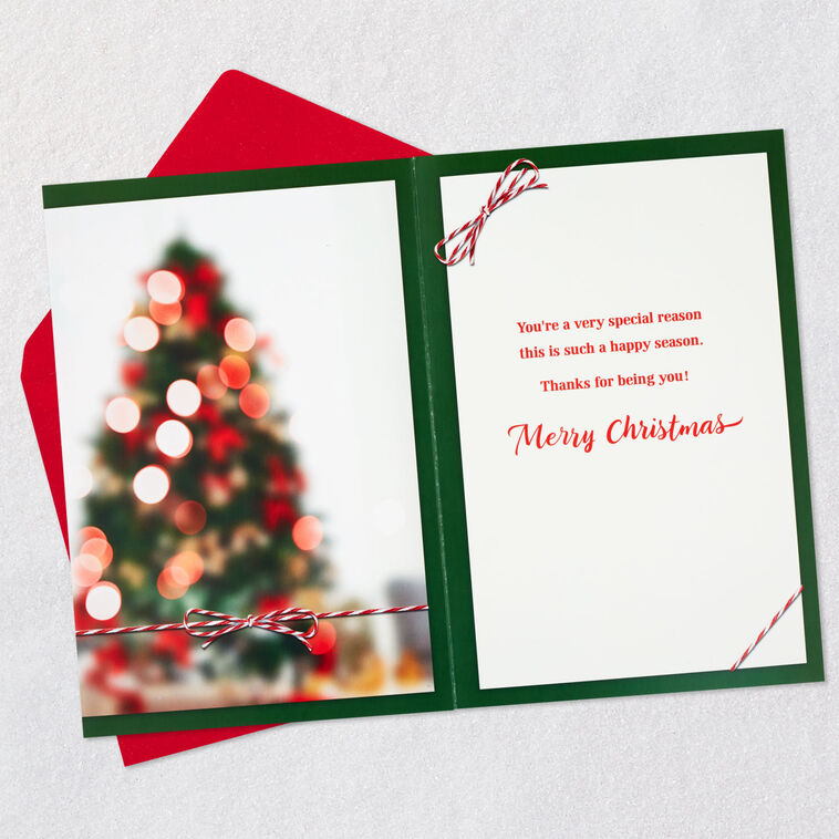Golden Retriever in Santa Hat Grandson Christmas Card Open card with envelope image number 3