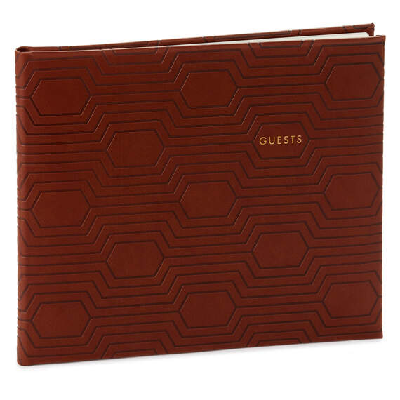 Brown Hexagonal Pattern Guest Book, , large image number 1