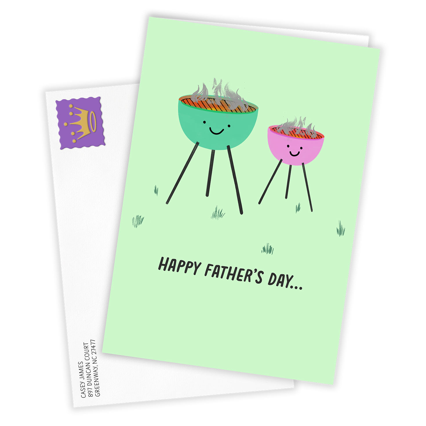 Big and Little Grill Personalized Father's Day Card Card Front with Envelope image number 2