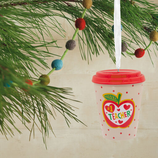 #1 Teacher Coffee Cup Hallmark Ornament, 