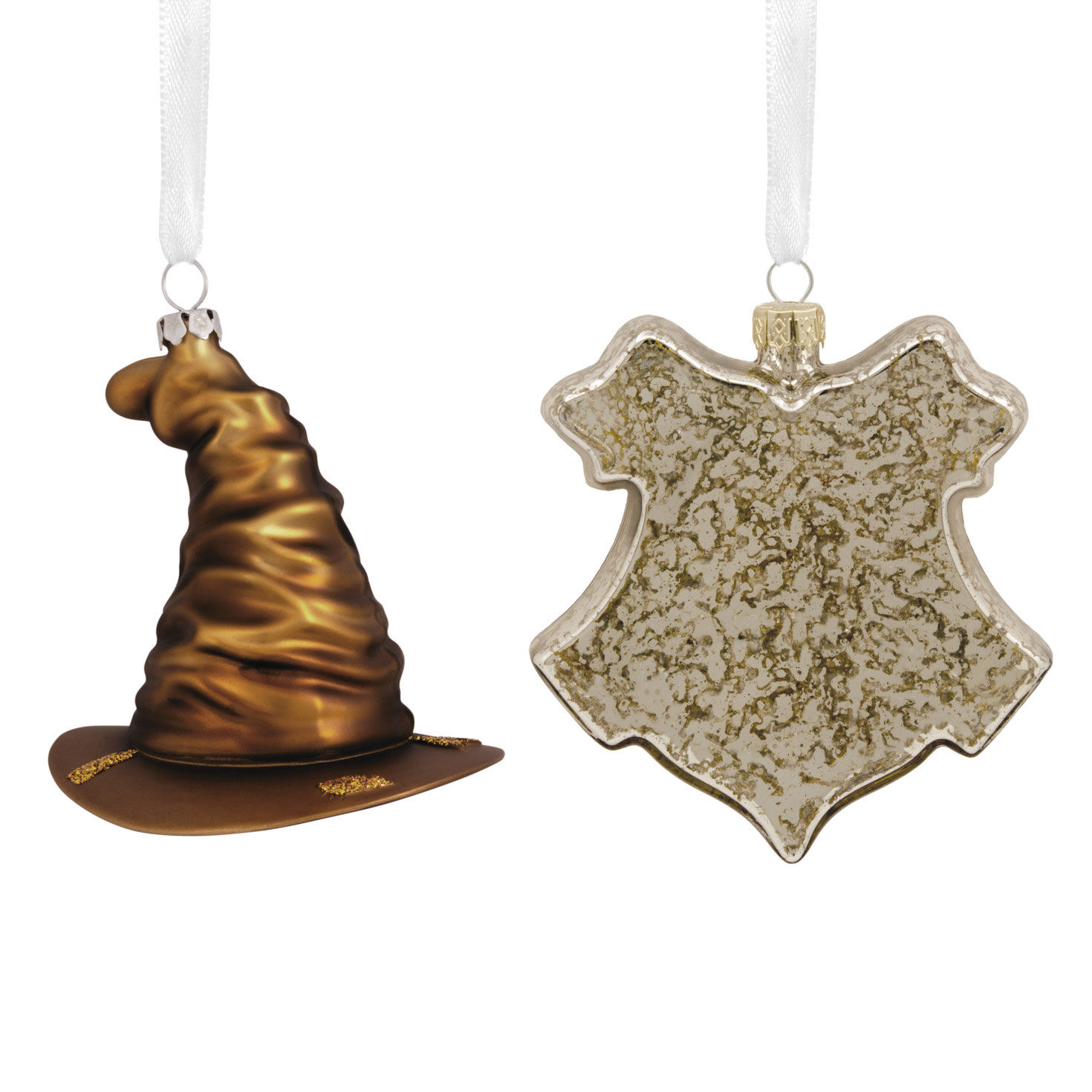 Sorting Hat and Hogwarts Crest Christmas Ornaments back image number 2