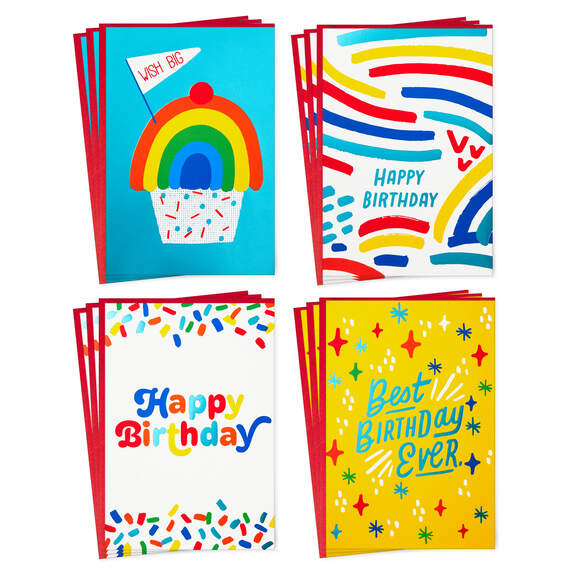 Bright Wishes Assorted Birthday Cards, Pack of 12