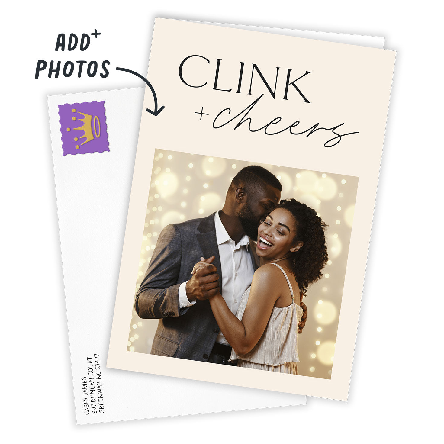 Personalized Clink and Cheers Congratulations Photo Card  image number 2