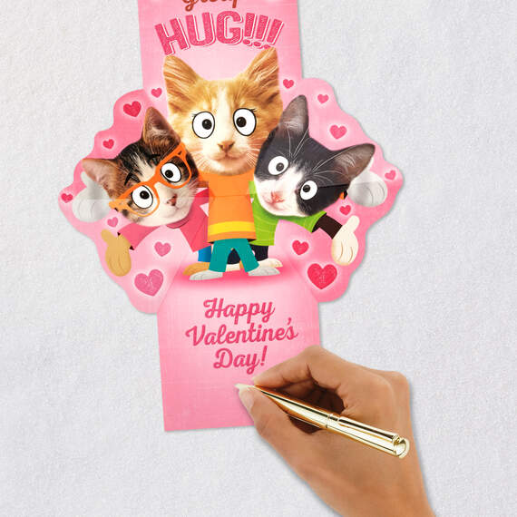 Group Hug Funny Pop-Up Valentine's Day Card From Cat, , large image number 7