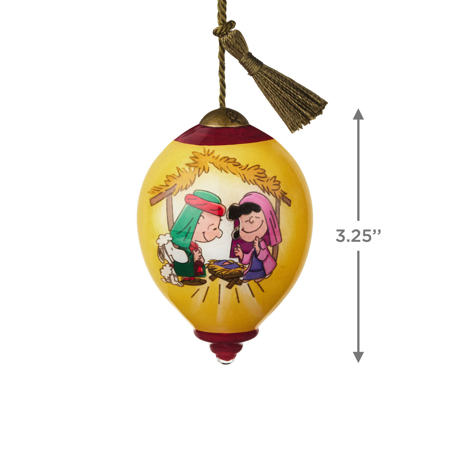 Peanuts Nativity Ne'Qwa Glass Christmas Ornament measurement image number 3