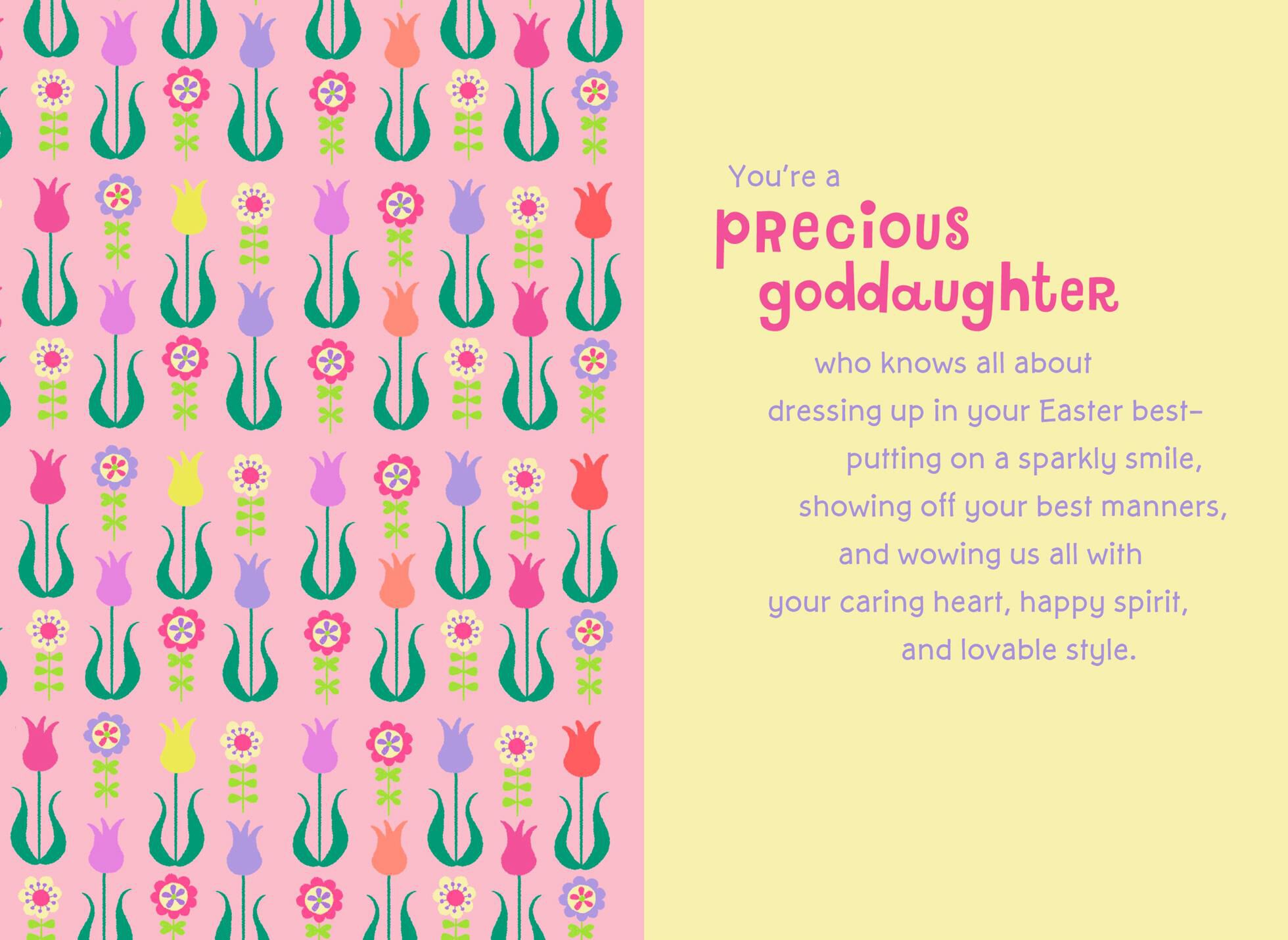 Goddaughter Flowers and Eggs Easter Card