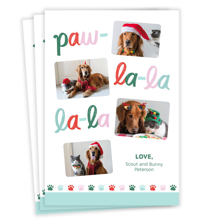Paw La La La La Flat Holiday Photo Card From Pet