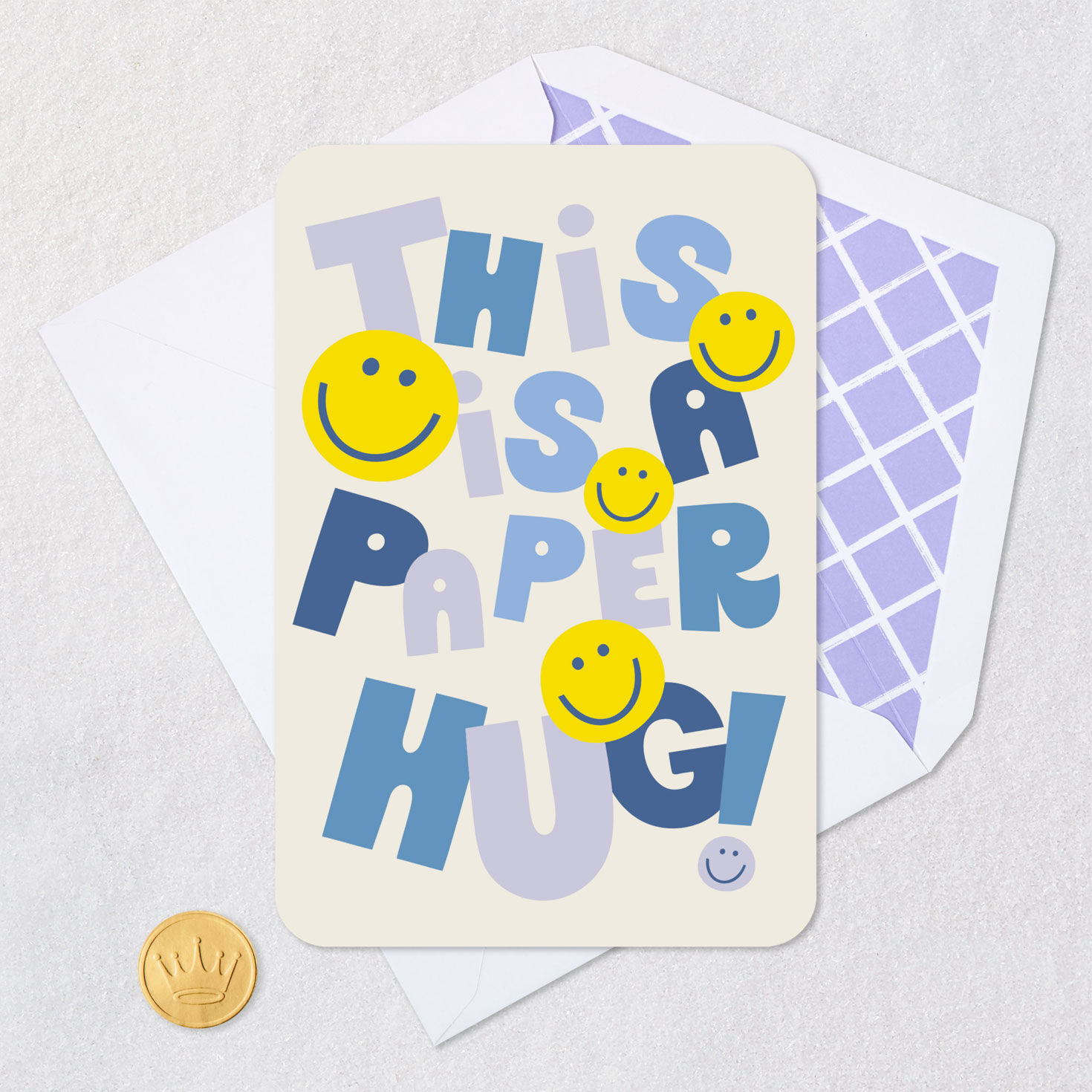 Smiley Faces Paper Hug Encouragement Card Card Front with Envelope and Gold Seal image number 5