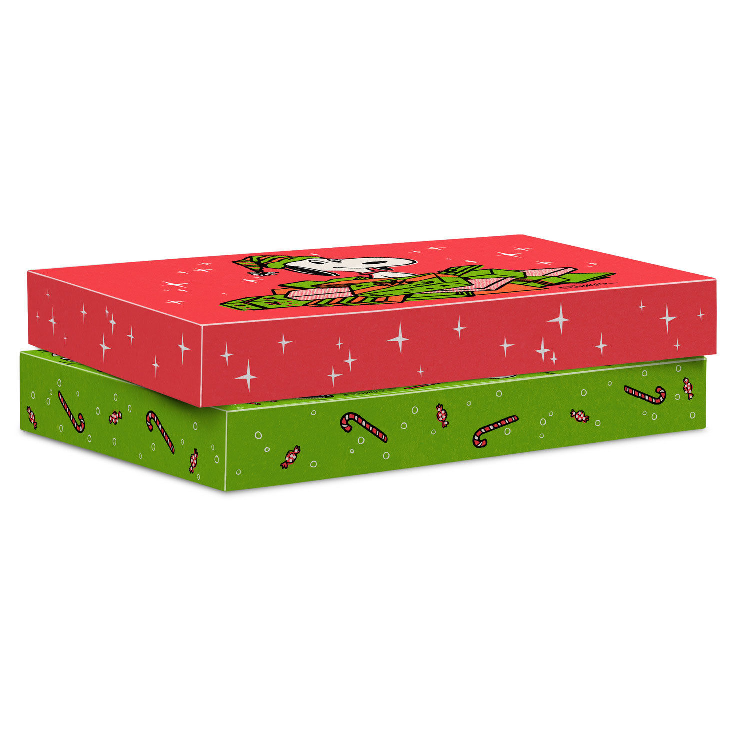 Peanuts Snoopy Red and Green Christmas Gift Boxes side stacked image number 6