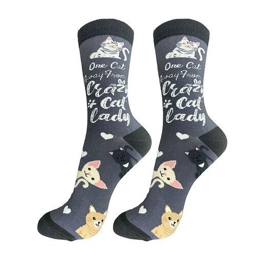 E&S Pets One Cat Away Novelty Crew Socks, 