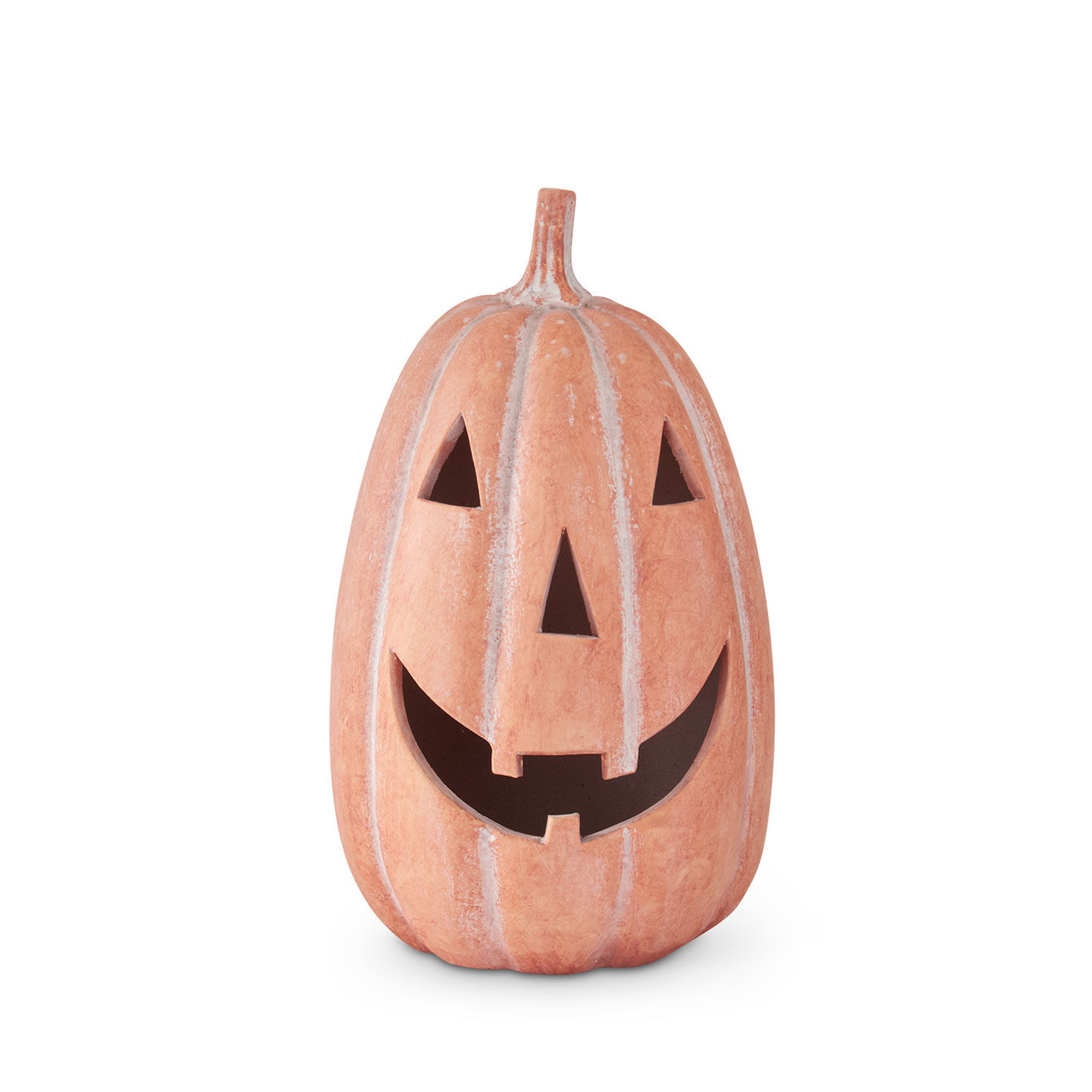 K&K Interiors Medium Terra-Cotta Jack-o'-Lantern Decoration, 13"