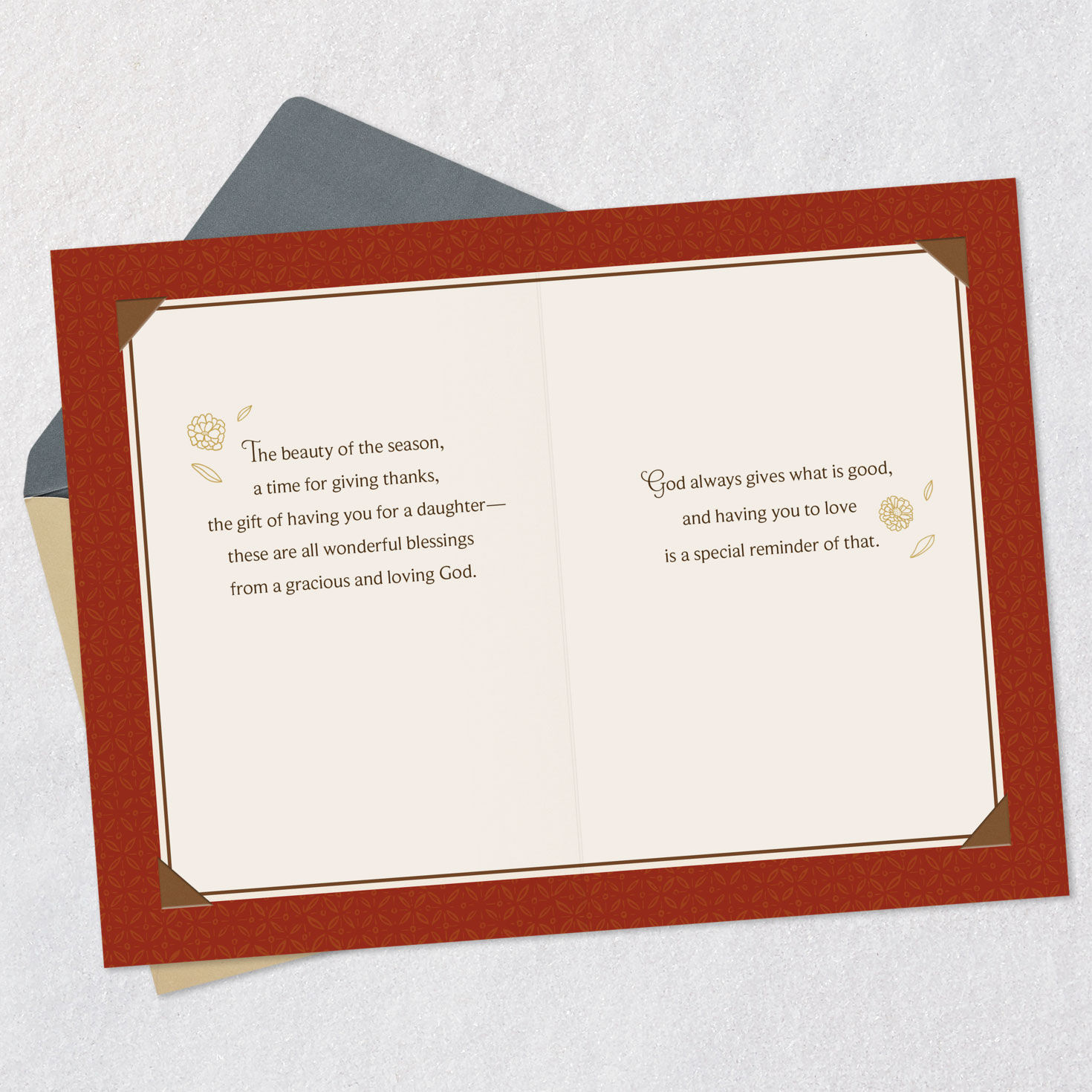 Floral Vases Religious Thanksgiving Card for Daughter Open card with envelope image number 4
