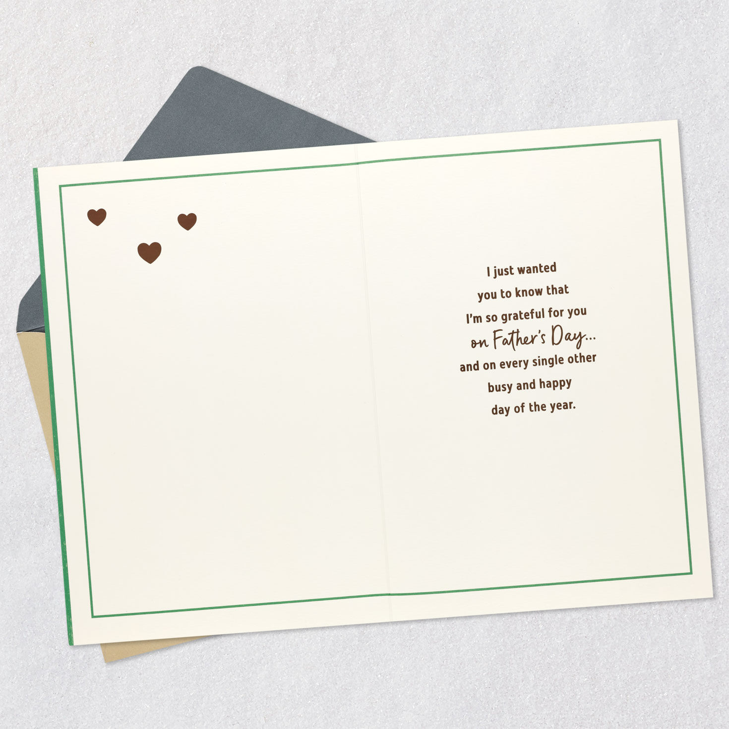 Green Bold Lettering Father's Day Card Open card with envelope image number 3