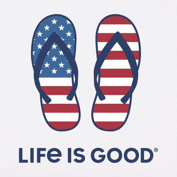 Life Is Good Americana Flip-Flops Women's White V-Neck T-Shirt, , large image number 2