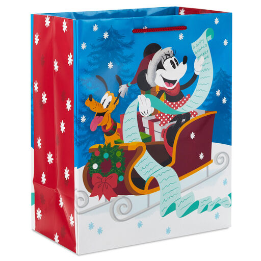 9.6" Disney Minnie Mouse and Pluto Medium Christmas Gift Bag, 