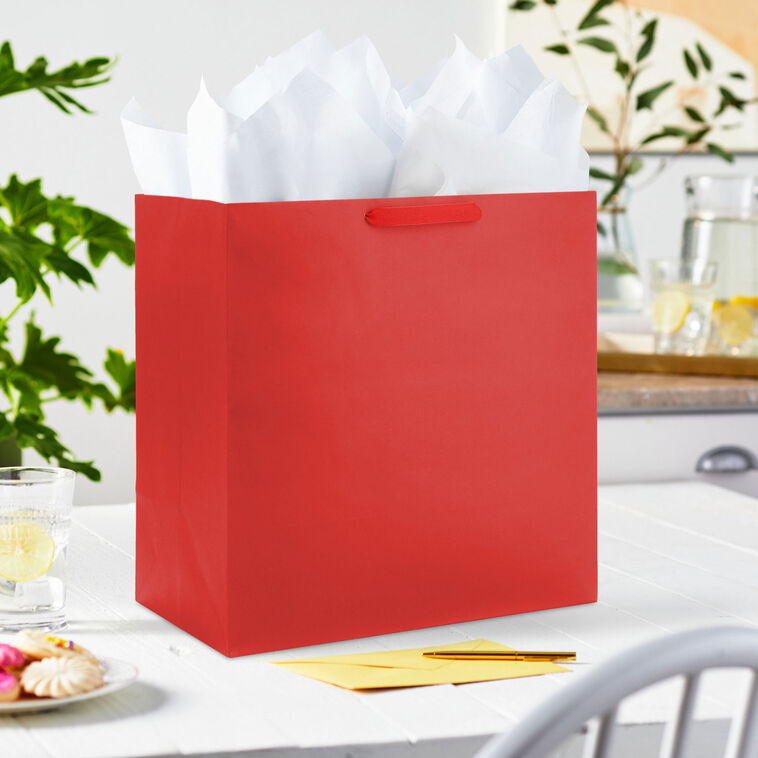 Solid Red Extra-Deep Gift Bag In use image number 2