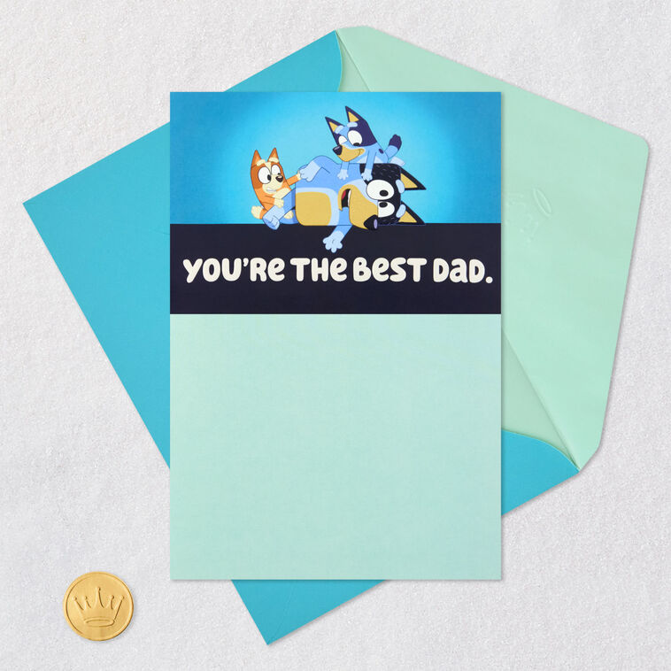 Bluey Dad Father's Day Card With Music Card Front with Envelope and Gold Seal image number 5