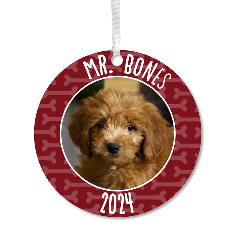Pet Memorial Round Metal Personalized Ornament, Custom Photo and Text