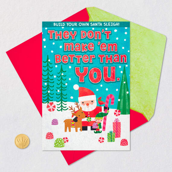 Santa Christmas Card With Build Your Own Sleigh Activity and Stickers, , large image number 9
