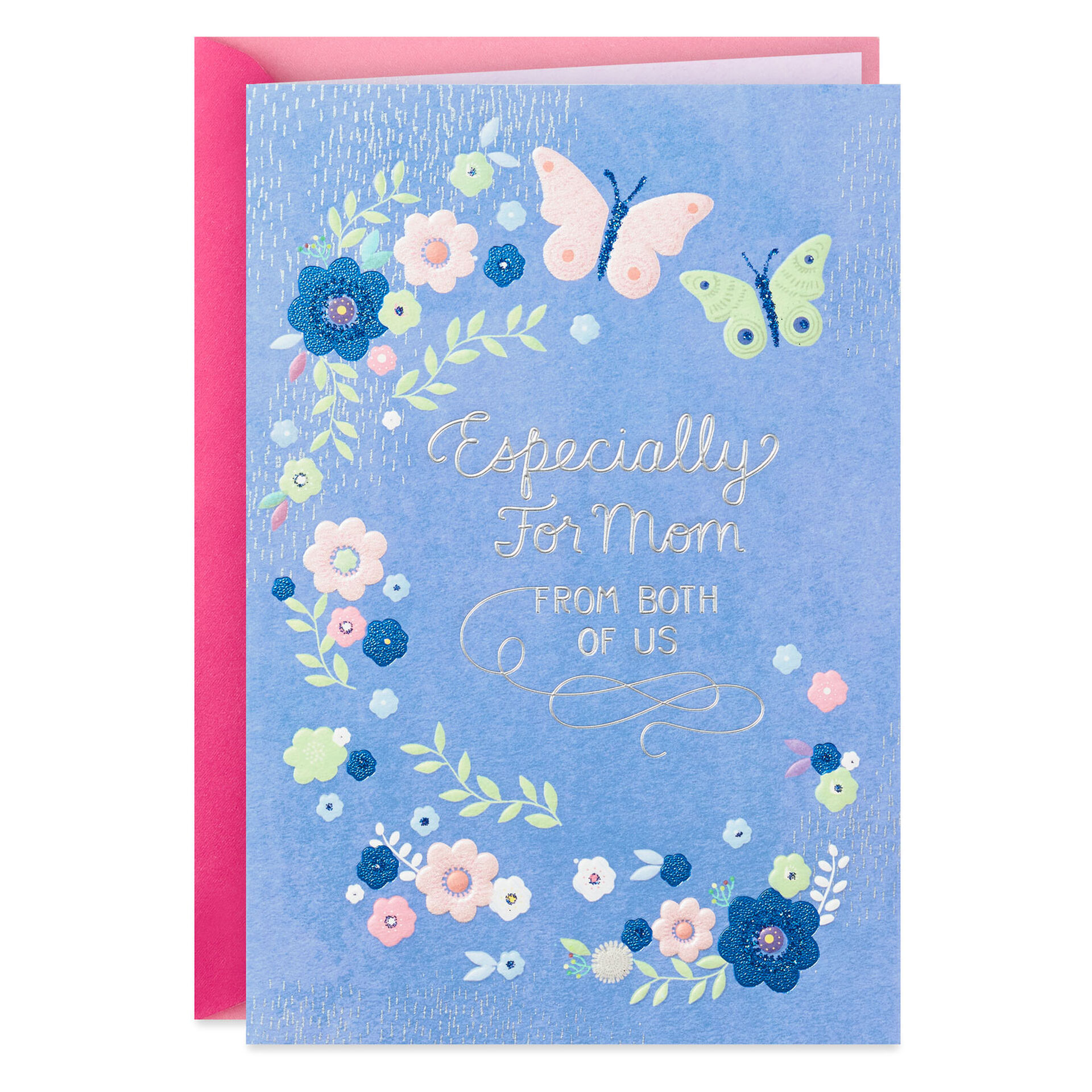 Butterflies and Flowers Birthday Card for Mom From Both of Us