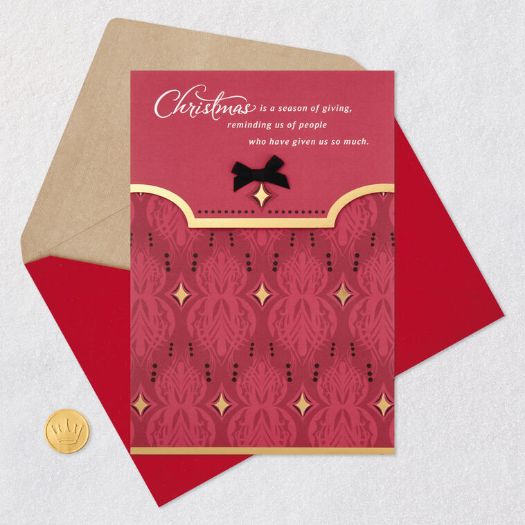 Elegant Burgundy and Gold Christmas Card for Friend Card Front with Envelope and Gold Seal image number 5