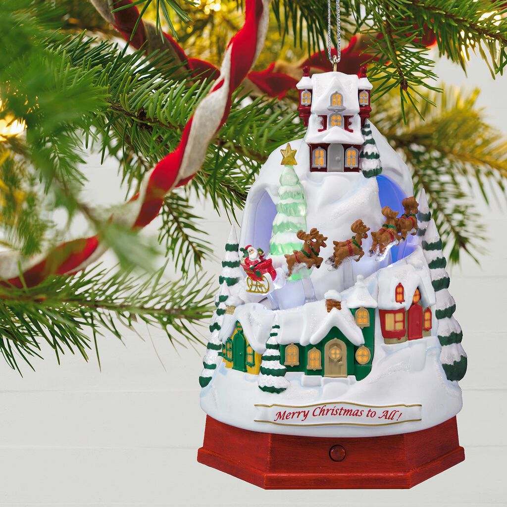 merry christmas to all musical ornament with light and motion