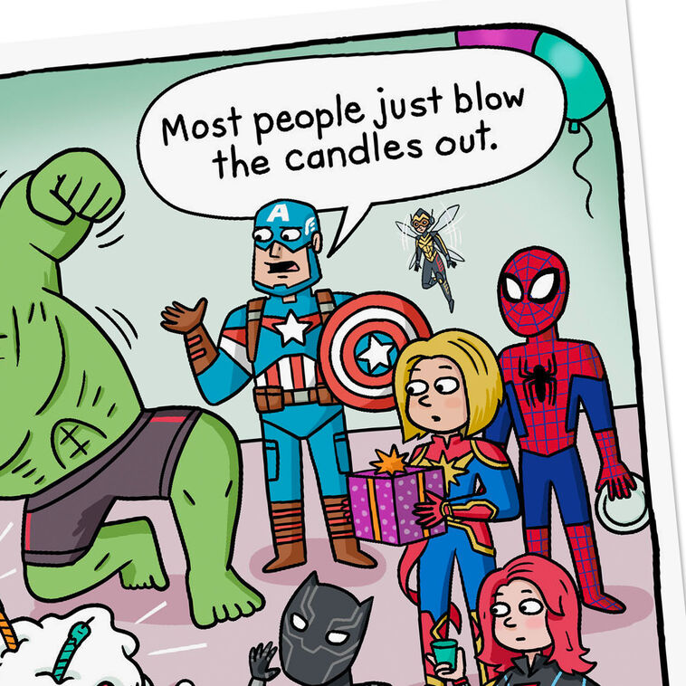Biglietto D'Auguri Hallmark Marvel Avengers Per 4° Compleanno, Formato Medio Con Gioco Di Memoria E Busta Rossa