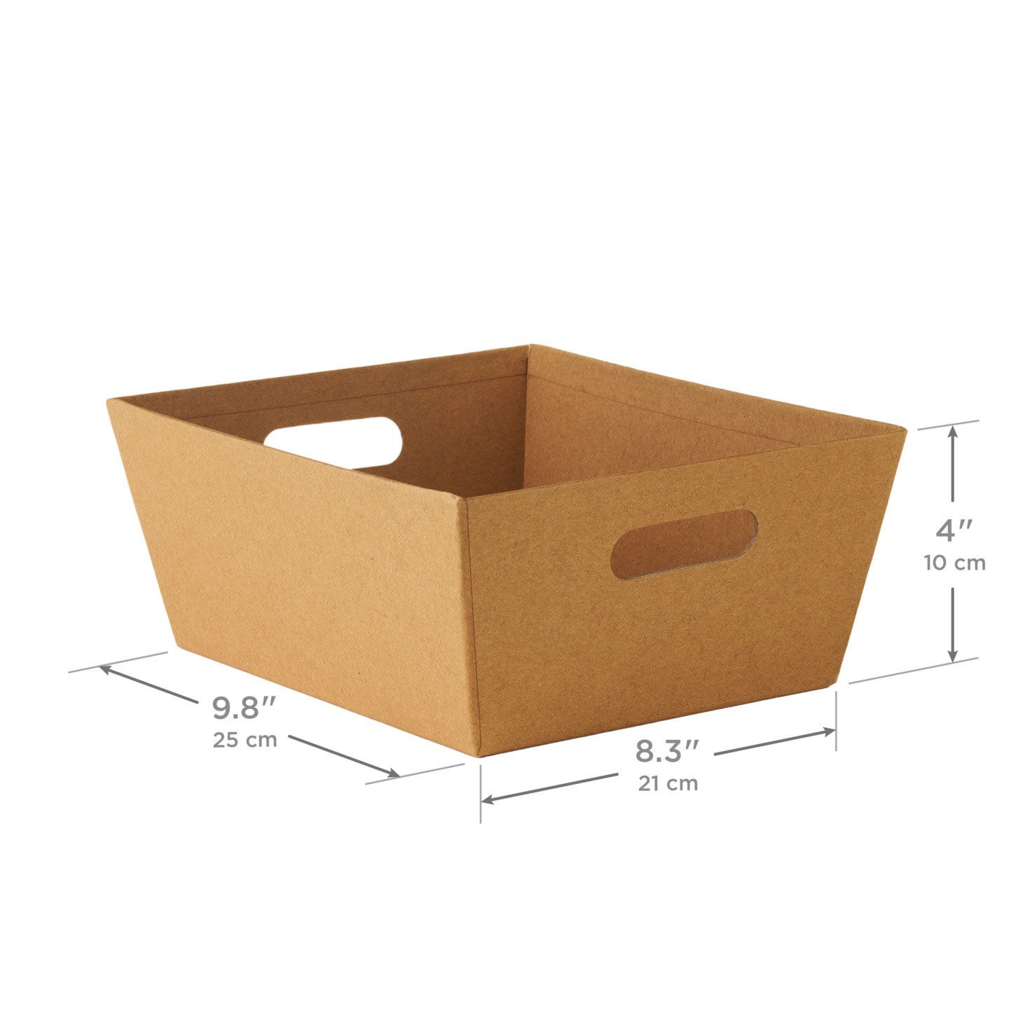 Kraft Brown Gift Basket Tray with Handles measurement image number 2