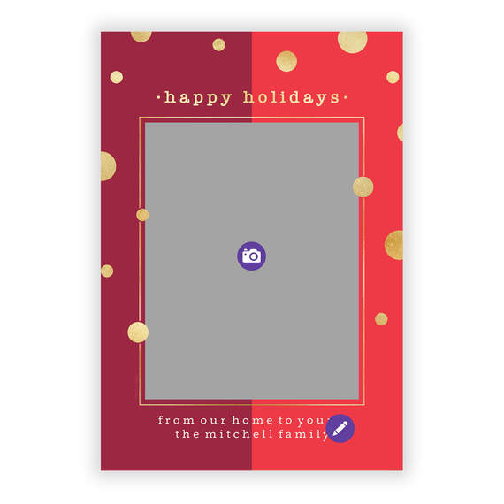 Gold Dots on Red Flat Holiday Photo Card, , large image number 5