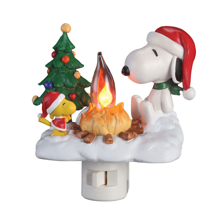 Snoopy and Woodstock Christmas Campfire Night Light front image number 1