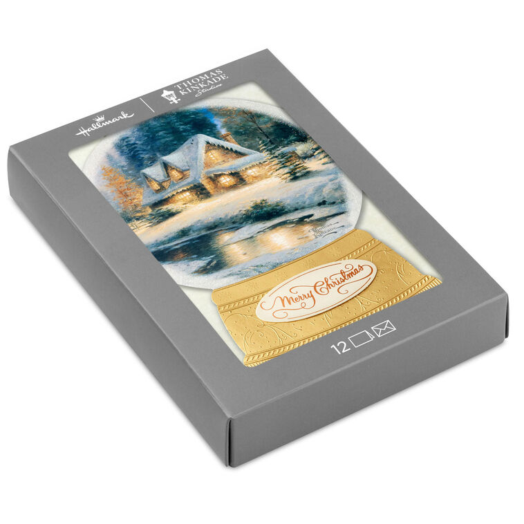Thomas Kinkade Cottage in Snow Globe Boxed Christmas Cards, Pack of 12