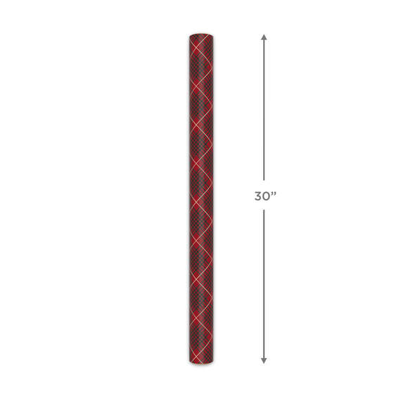 Plaid on Dark Red Wrapping Paper, 22.5 sq. ft., , large image number 5