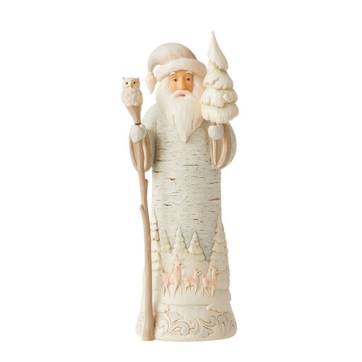 Jim Shore White Woodland Birch Bark Santa Figurine, 7.75", 