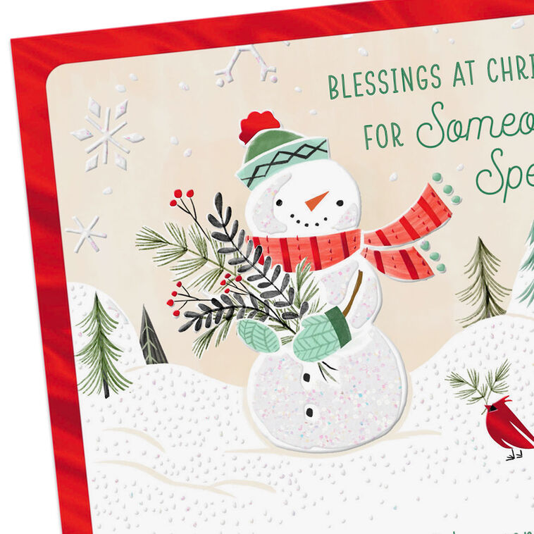 Folk Art Snowman Religious Christmas Card Card Front Detail image number 5