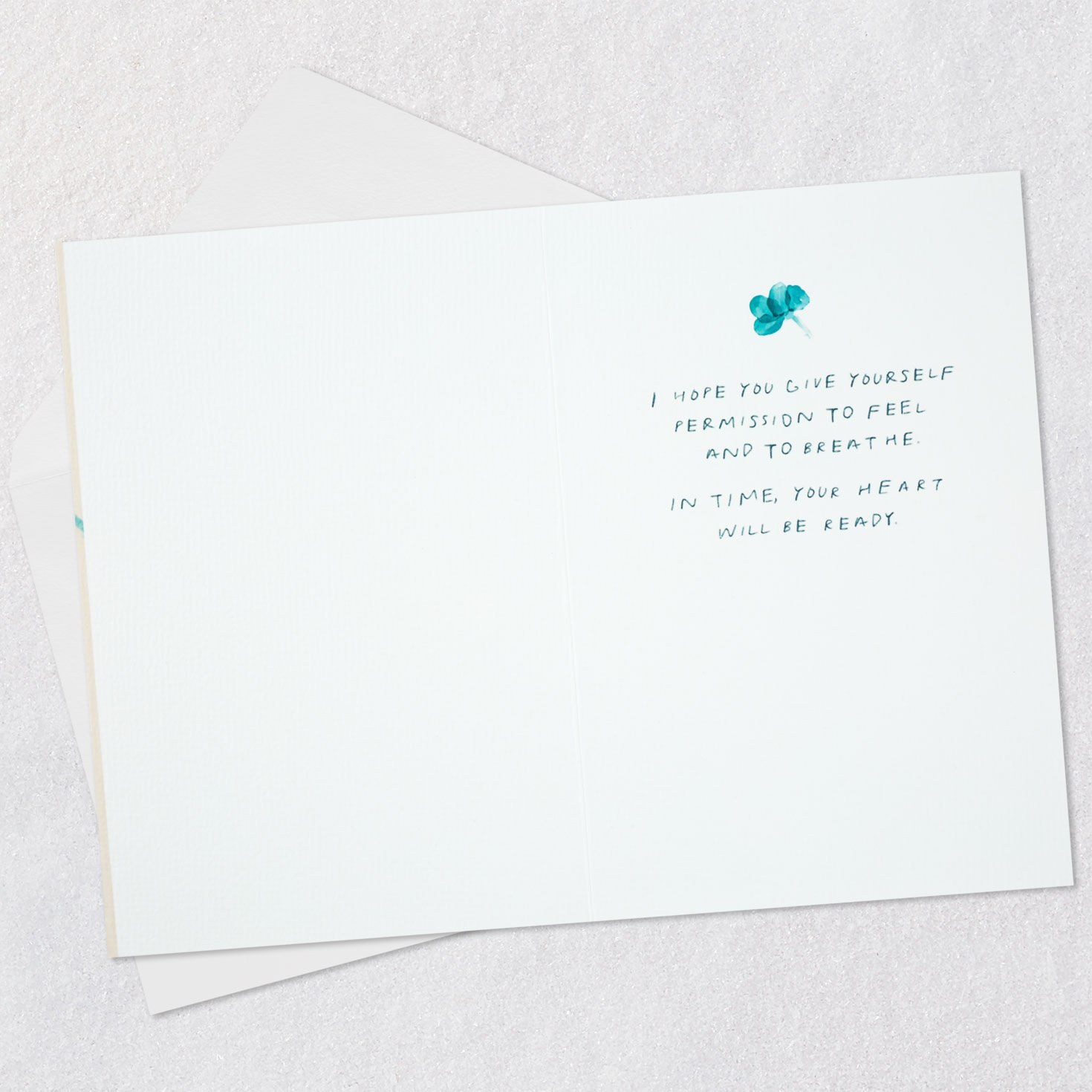 Teal Abstract Blooms on Blush Support Card Open card with envelope image number 3