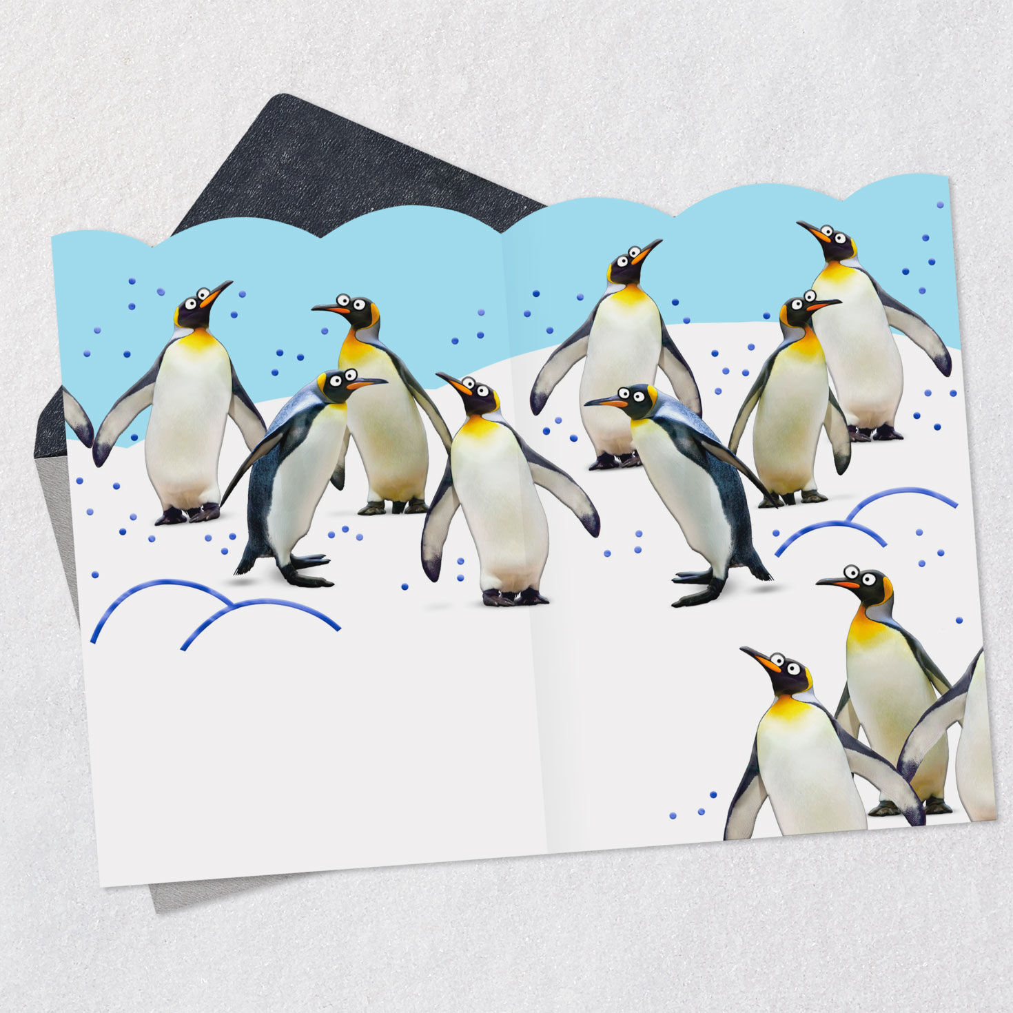 Penguins in Snow Funny Boss's Day Card From All Open card with envelope image number 3