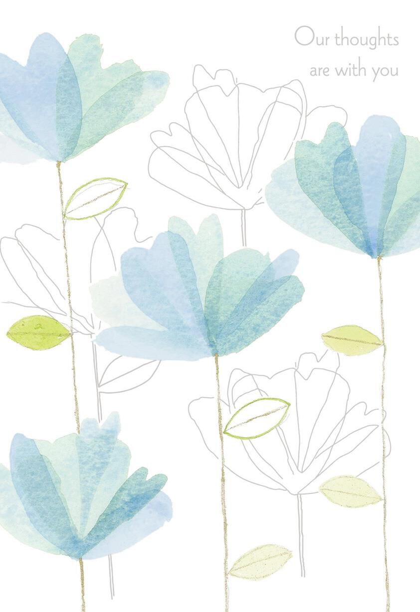 Blue Watercolor Flowers Sympathy Card