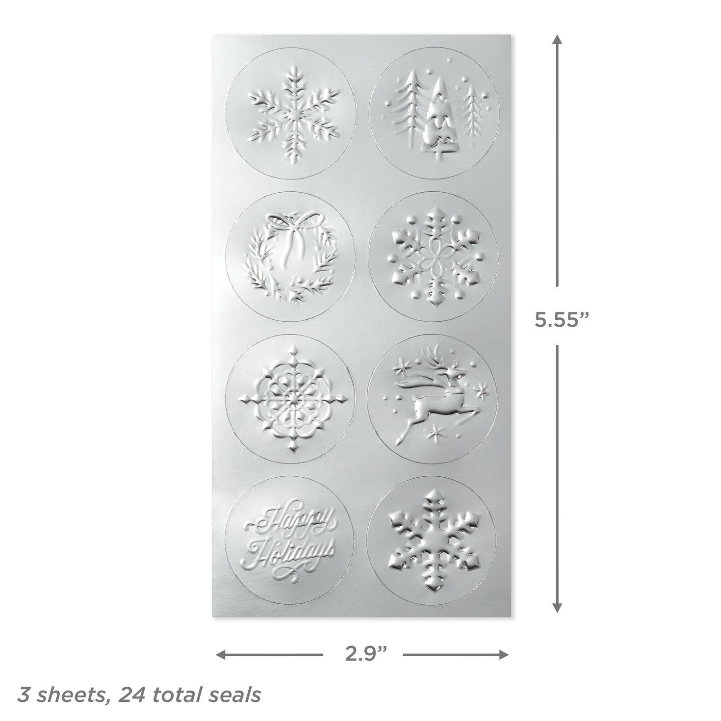 Silver Foil Embossed Holiday Seals, 3 sheets for only USD 3.49 | Hallmark