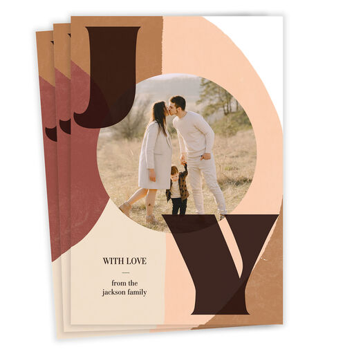Modern Boho Joy Flat Holiday Photo Card, 
