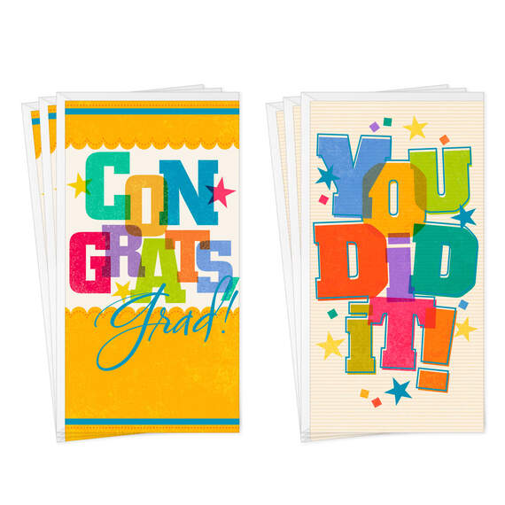 Congrats and You Did It Assorted Money Holder Graduation Cards, Pack of 6, , large image number 1