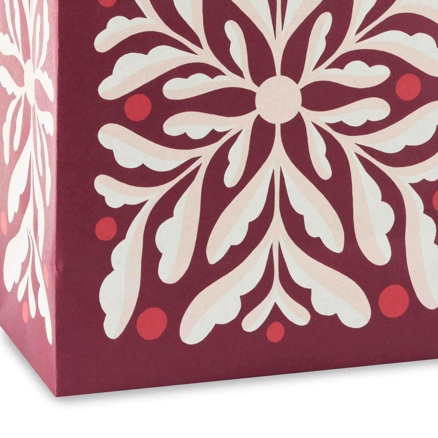 Abstract Flower on Dark Red Christmas Gift Bag Base/Side Detail image number 5