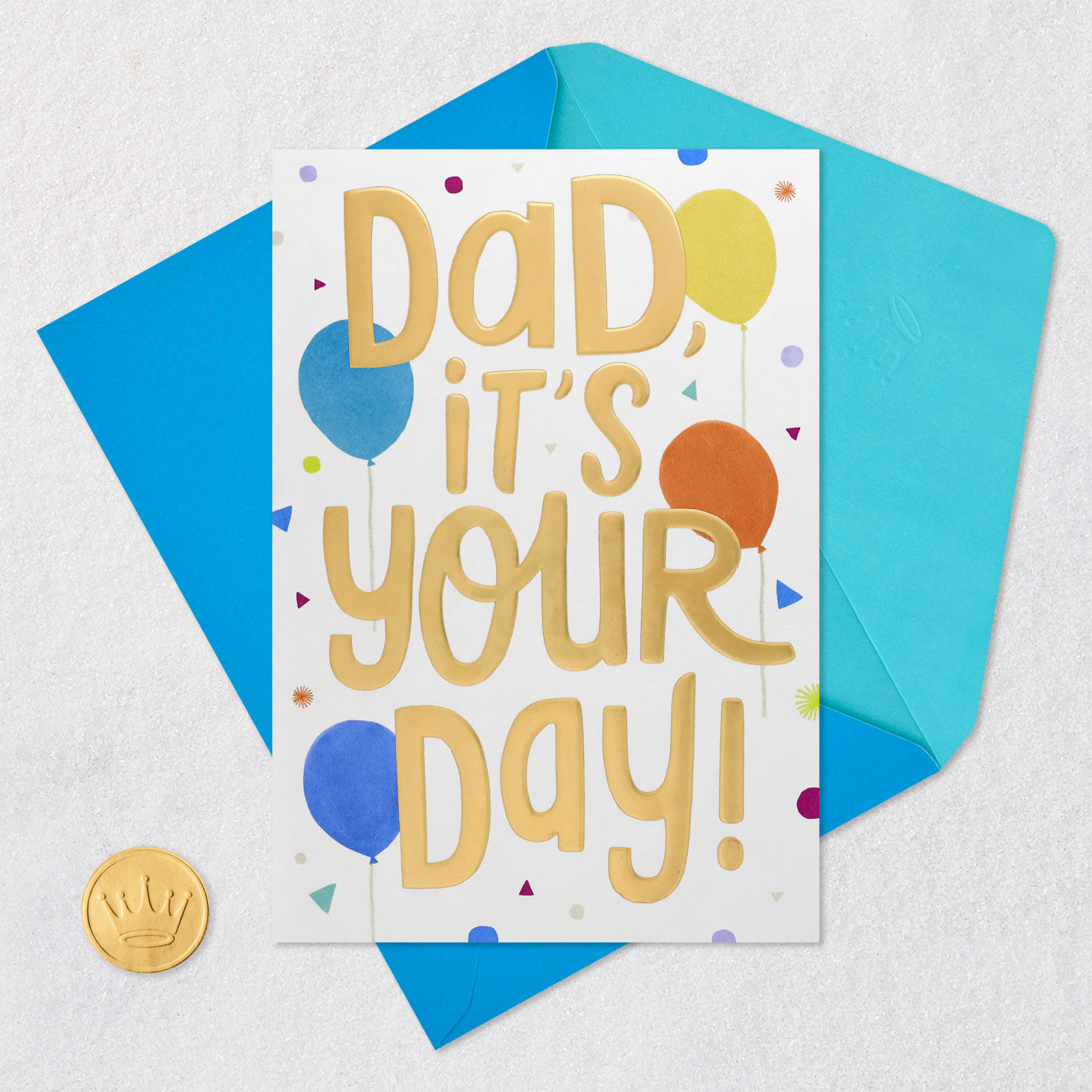 Balloons Pop-Up Birthday Card for Dad Card Front with Envelope and Gold Seal image number 5