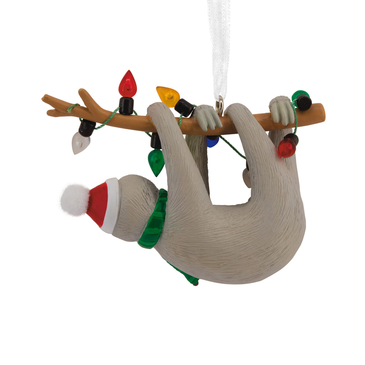 Sloth on Tree Branch Christmas Ornament Back image number 6