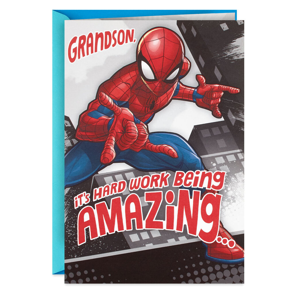 Spider Man Pop Up Musical Birthday Card For Grandson Greeting
