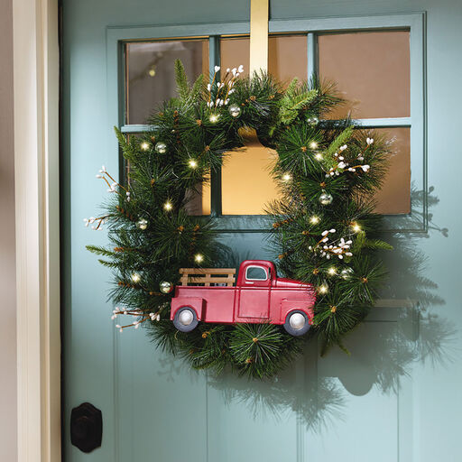 Hallmark Channel Truck Motion-Activated Wreath With Sound and Light, 14", 