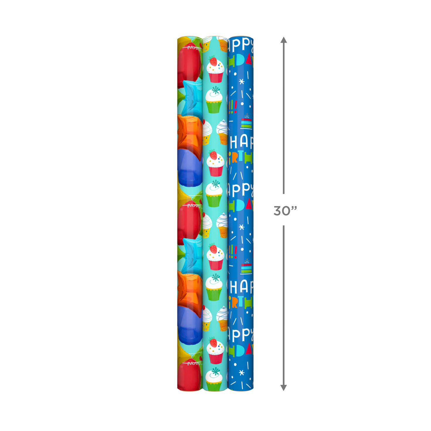Bright Birthday 3-Pack Reversible Wrapping Paper for only USD 16.99 | Hallmark