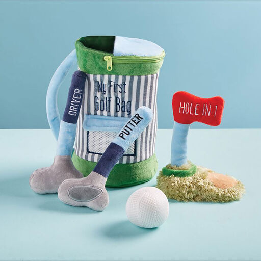 Mud Pie My First Golf Bag Plush Play Set, 5 Pieces, 