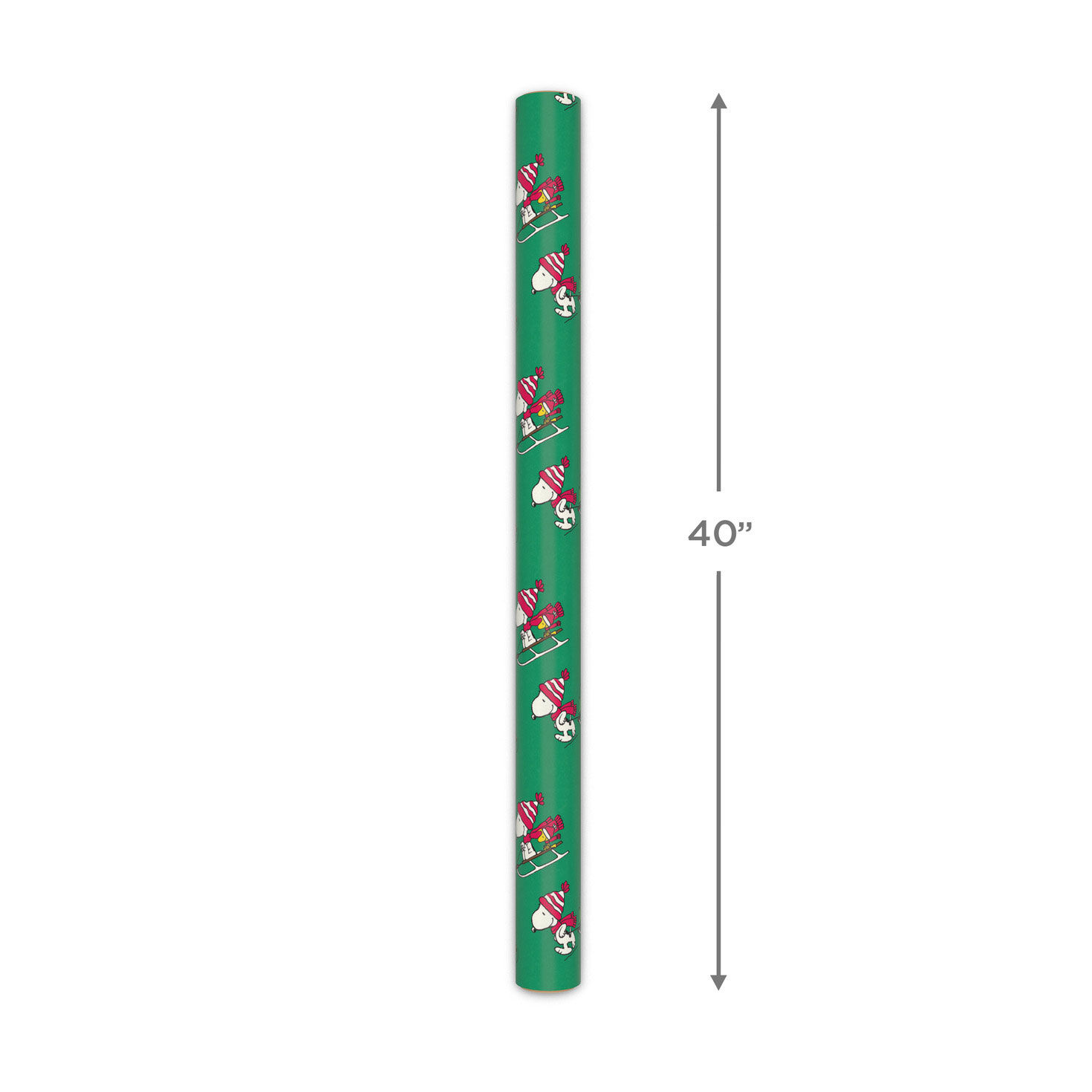 Sledding Snoopy on Green Holiday Gift Wrap Roll measurement image number 5